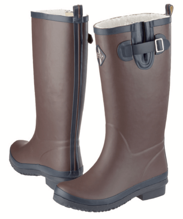 A pair of brown Felix Bühler Winter Rubber Boots Classic with fleece lining