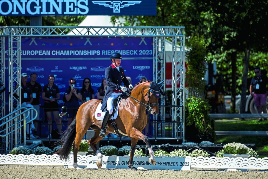 Dressage rider Gareth Hughes competing in the 2023 European Championships 