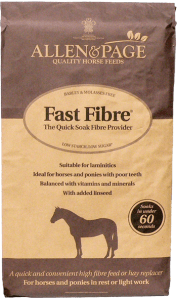 Pictured is a bag of Fast Fibre Horse Feed from Allen & Page