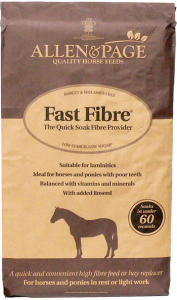 Pictured is a bag of Fast Fibre Horse Feed from Allen & Page