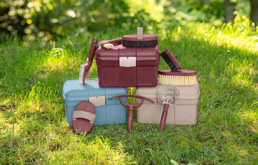 Pictured is the new ShowMaster horse grooming kit — 'Circle of Life' — in its three different colours 