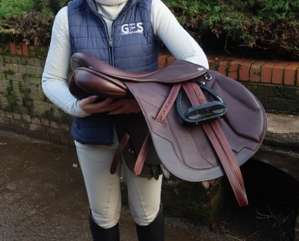 A saddle from the new GFS Premier range of saddles is shown